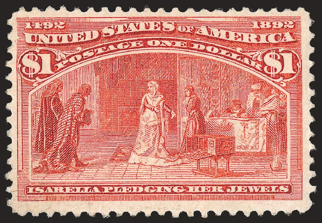 Costs of US Stamps Scott Catalogue #241: 1893 US$1.00 Columbian Exposition. Robert Siegel Auction Galleries, Jun 2009, Sale 975, Lot 1535
