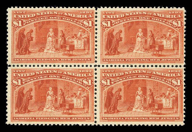 US Stamp Price Scott Catalogue 241 - 1893 US$1.00 Columbian Exposition. Matthew Bennett International, Sep 2010, Sale 331, Lot 592