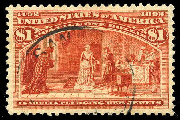 Values of US Stamps Scott Catalog #241: US$1.00 1893 Columbian Exposition. Matthew Bennett International, May 2014, Sale 350, Lot 362