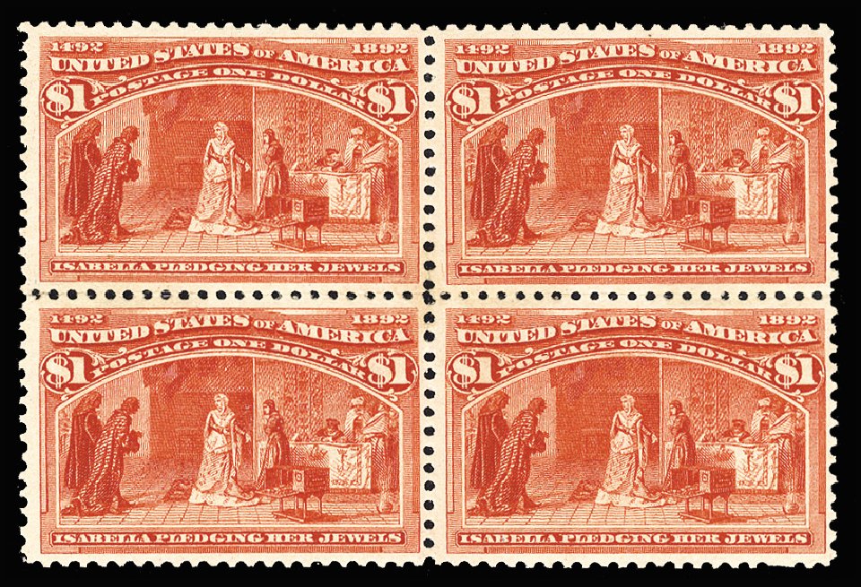 Value of US Stamps Scott Cat. #241: US$1.00 1893 Columbian Exposition. Cherrystone Auctions, Apr 2014, Sale 201404, Lot 72