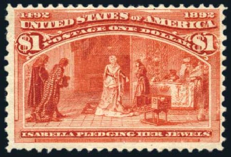 US Stamp Prices Scott Catalogue #241 - US$1.00 1893 Columbian Exposition. Harmer-Schau Auction Galleries, Jun 2008, Sale 78, Lot 1422