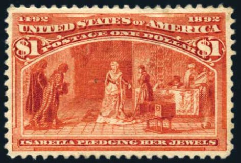 Price of US Stamps Scott Cat. 241 - US$1.00 1893 Columbian Exposition. Harmer-Schau Auction Galleries, Feb 2009, Sale 80, Lot 1212