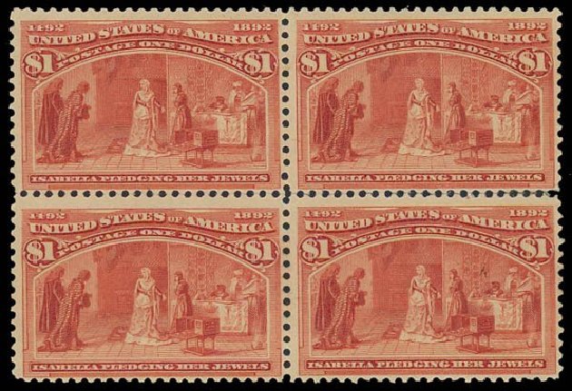 Value of US Stamp Scott Catalogue # 241 - US$1.00 1893 Columbian Exposition. Daniel Kelleher Auctions, Oct 2011, Sale 626, Lot 242
