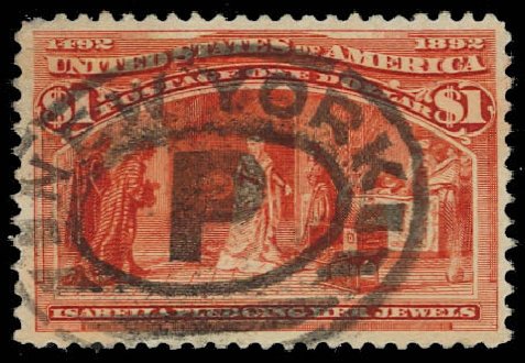 US Stamps Value Scott # 241 - US$1.00 1893 Columbian Exposition. Daniel Kelleher Auctions, Jun 2012, Sale 630, Lot 1542