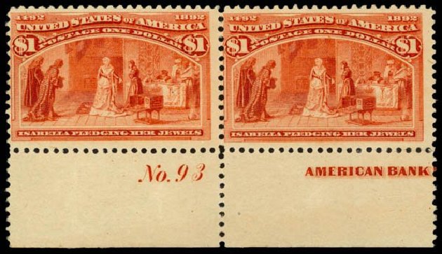 Price of US Stamps Scott Catalogue #241 - US$1.00 1893 Columbian Exposition. Daniel Kelleher Auctions, Sep 2014, Sale 655, Lot 322