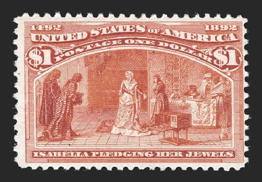 Costs of US Stamp Scott Catalog #241: US$1.00 1893 Columbian Exposition. Spink Shreves Galleries, Mar 2013, Sale 142, Lot 242