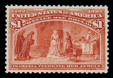 US Stamps Value Scott Catalogue # 241: 1893 US$1.00 Columbian Exposition. Matthew Bennett International, Oct 2007, Sale 322, Lot 2093