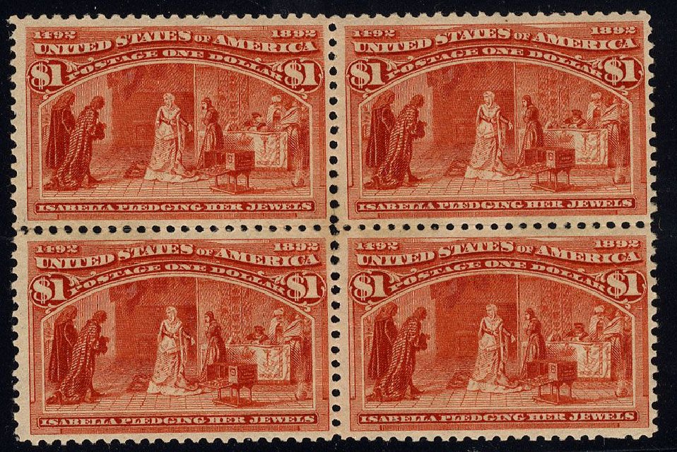 Values of US Stamp Scott 241 - 1893 US$1.00 Columbian Exposition. Cherrystone Auctions, Jan 2008, Sale 200801, Lot 1153