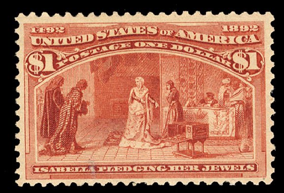 US Stamps Values Scott Cat. # 241 - US$1.00 1893 Columbian Exposition. Cherrystone Auctions, Sep 2008, Sale 200809, Lot 13
