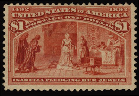 US Stamp Value Scott #241 - 1893 US$1.00 Columbian Exposition. Cherrystone Auctions, Jun 2012, Sale 201206, Lot 103