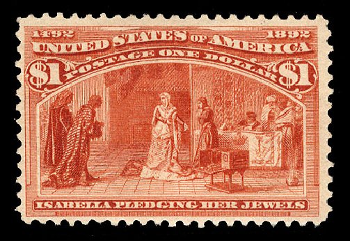 US Stamp Prices Scott Cat. 241 - 1893 US$1.00 Columbian Exposition. Cherrystone Auctions, Nov 2014, Sale 201411, Lot 53
