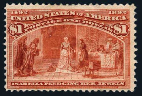 Price of US Stamp Scott # 241 - US$1.00 1893 Columbian Exposition. Harmer-Schau Auction Galleries, Aug 2014, Sale 102, Lot 1843