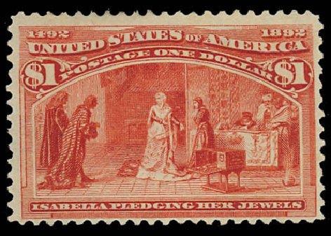 Cost of US Stamp Scott Catalogue 241: US$1.00 1893 Columbian Exposition. Daniel Kelleher Auctions, Oct 2012, Sale 632, Lot 1143