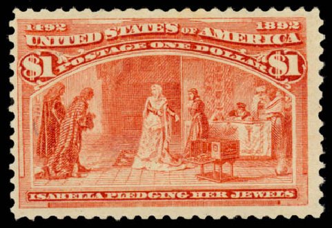Price of US Stamps Scott Catalog # 241 - 1893 US$1.00 Columbian Exposition. Daniel Kelleher Auctions, Jan 2015, Sale 663, Lot 1473