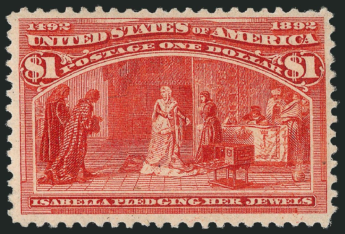 Values of US Stamp Scott Catalog 241 - 1893 US$1.00 Columbian Exposition. Robert Siegel Auction Galleries, May 2013, Sale 1044, Lot 193