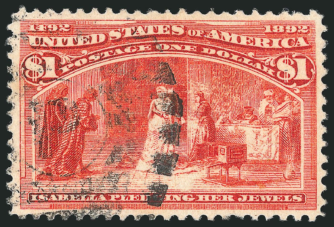 Values of US Stamp Scott Cat. #241: 1893 US$1.00 Columbian Exposition. Robert Siegel Auction Galleries, Apr 2015, Sale 1096, Lot 423