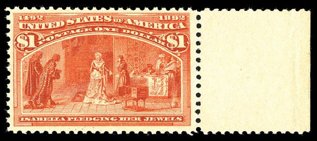 US Stamp Values Scott Catalog #241 - 1893 US$1.00 Columbian Exposition. Matthew Bennett International, Sep 2012, Sale 345, Lot 266