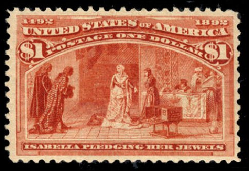 US Stamp Price Scott Catalogue # 241: 1893 US$1.00 Columbian Exposition. Cherrystone Auctions, Mar 2010, Sale 201003, Lot 136
