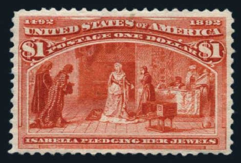US Stamp Price Scott #241: US$1.00 1893 Columbian Exposition. Harmer-Schau Auction Galleries, Aug 2014, Sale 102, Lot 1846