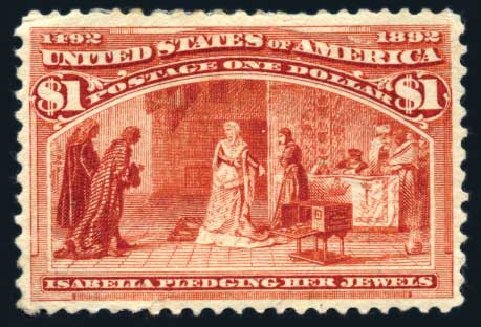US Stamp Prices Scott Cat. 241 - 1893 US$1.00 Columbian Exposition. Harmer-Schau Auction Galleries, Jun 2008, Sale 78, Lot 1426