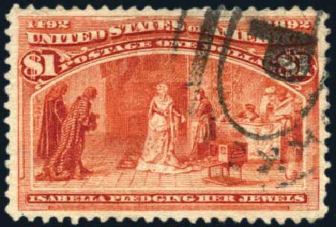 US Stamps Values Scott 241 - US$1.00 1893 Columbian Exposition. Harmer-Schau Auction Galleries, Feb 2010, Sale 84, Lot 1446