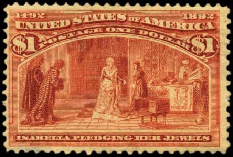 Value of US Stamp Scott Catalogue 241 - 1893 US$1.00 Columbian Exposition. Harmer-Schau Auction Galleries, Feb 2012, Sale 92, Lot 996