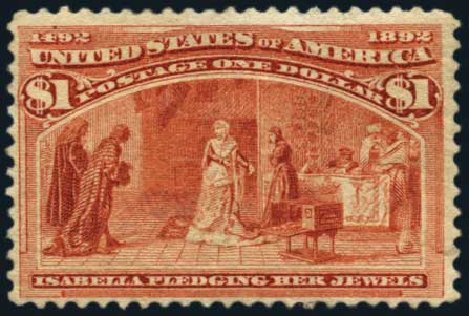 Prices of US Stamp Scott Catalog 241 - US$1.00 1893 Columbian Exposition. Harmer-Schau Auction Galleries, Oct 2013, Sale 99, Lot 156