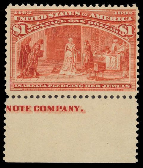 US Stamp Values Scott Cat. # 241 - 1893 US$1.00 Columbian Exposition. Daniel Kelleher Auctions, Aug 2012, Sale 631, Lot 916
