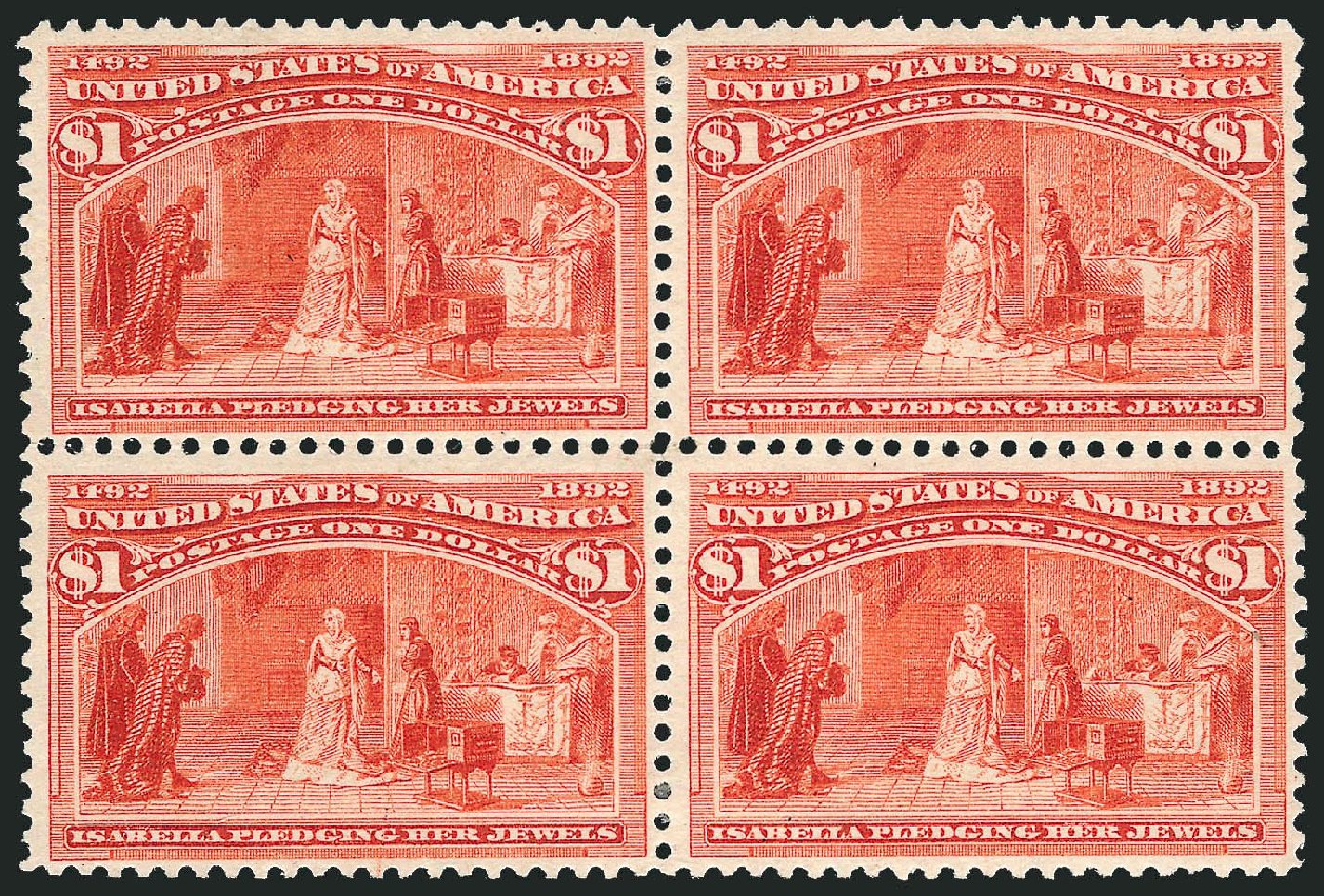 US Stamp Prices Scott #241: 1893 US$1.00 Columbian Exposition. Robert Siegel Auction Galleries, Mar 2014, Sale 1067, Lot 1236