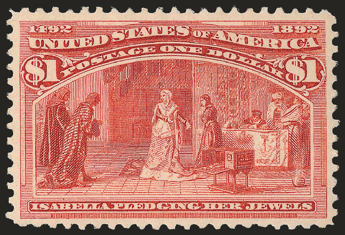 Cost of US Stamps Scott Cat. 241: US$1.00 1893 Columbian Exposition. Robert Siegel Auction Galleries, Apr 2009, Sale 972, Lot 3236