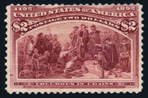 Value of US Stamp Scott Catalog # 242: 1893 US$2.00 Columbian Exposition. Harmer-Schau Auction Galleries, Aug 2014, Sale 102, Lot 1857
