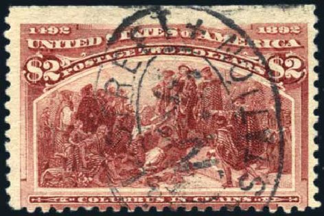Values of US Stamps Scott #242 - US$2.00 1893 Columbian Exposition. Harmer-Schau Auction Galleries, Feb 2009, Sale 80, Lot 1217