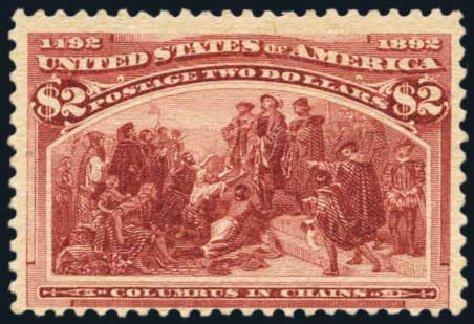 Value of US Stamp Scott Catalogue 242 - 1893 US$2.00 Columbian Exposition. Harmer-Schau Auction Galleries, Oct 2013, Sale 99, Lot 157