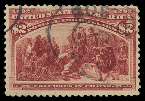 Cost of US Stamp Scott Catalogue 242: 1893 US$2.00 Columbian Exposition. Daniel Kelleher Auctions, Apr 2012, Sale 629, Lot 247