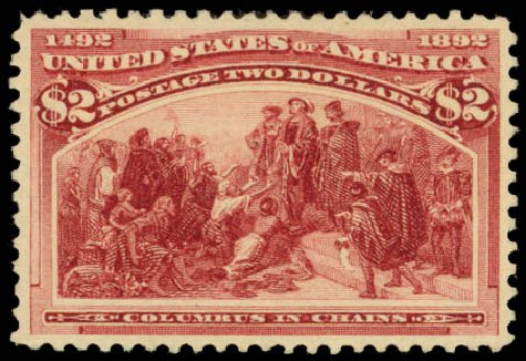 US Stamp Values Scott Catalogue #242: 1893 US$2.00 Columbian Exposition. Daniel Kelleher Auctions, Jan 2015, Sale 663, Lot 1477