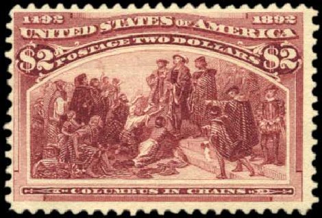 Values of US Stamps Scott Cat. # 242: 1893 US$2.00 Columbian Exposition. Harmer-Schau Auction Galleries, Oct 2010, Sale 87, Lot 208