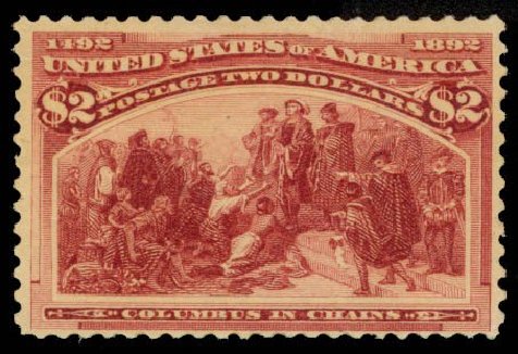 Prices of US Stamp Scott Catalog #242 - US$2.00 1893 Columbian Exposition. Daniel Kelleher Auctions, Sep 2013, Sale 639, Lot 1078