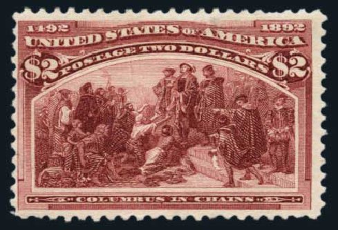Prices of US Stamp Scott Catalog #242 - 1893 US$2.00 Columbian Exposition. Harmer-Schau Auction Galleries, Aug 2014, Sale 102, Lot 1859