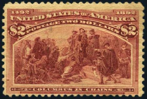 US Stamps Prices Scott Catalogue 242 - US$2.00 1893 Columbian Exposition. Harmer-Schau Auction Galleries, Oct 2012, Sale 95, Lot 209