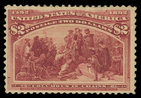 Price of US Stamps Scott Cat. #242: 1893 US$2.00 Columbian Exposition. Daniel Kelleher Auctions, Aug 2012, Sale 631, Lot 919