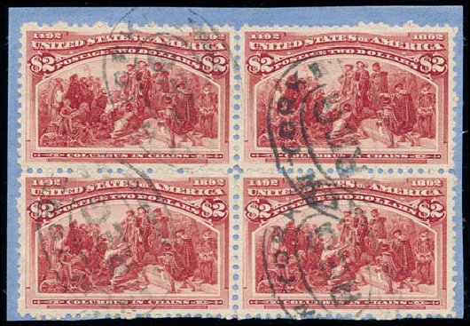 US Stamps Values Scott 242: 1893 US$2.00 Columbian Exposition. Schuyler J. Rumsey Philatelic Auctions, Apr 2015, Sale 60, Lot 2239