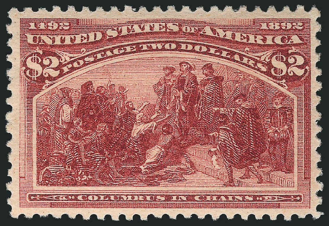 Values of US Stamp Scott Catalogue 242: 1893 US$2.00 Columbian Exposition. Robert Siegel Auction Galleries, Mar 2014, Sale 1067, Lot 1239