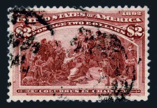 US Stamp Prices Scott 242: 1893 US$2.00 Columbian Exposition. Harmer-Schau Auction Galleries, Aug 2014, Sale 102, Lot 1860