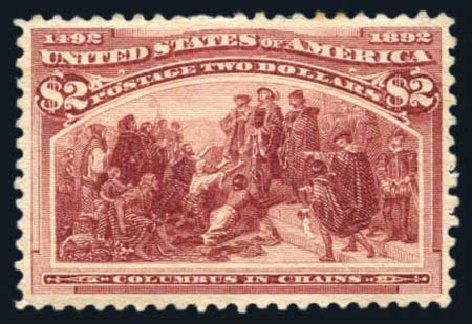 Values of US Stamp Scott Catalog #242: US$2.00 1893 Columbian Exposition. Harmer-Schau Auction Galleries, Aug 2011, Sale 90, Lot 1370