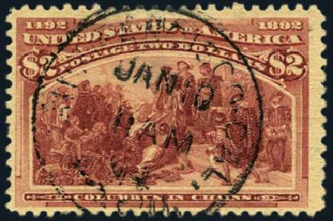 Values of US Stamp Scott # 242 - 1893 US$2.00 Columbian Exposition. Harmer-Schau Auction Galleries, May 2012, Sale 93, Lot 300