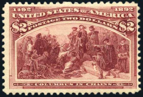 Values of US Stamp Scott Catalog 242 - 1893 US$2.00 Columbian Exposition. Harmer-Schau Auction Galleries, Jul 2010, Sale 86, Lot 441
