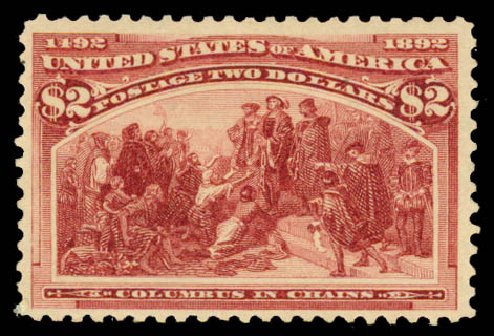 US Stamp Values Scott Catalog 242: 1893 US$2.00 Columbian Exposition. Daniel Kelleher Auctions, May 2015, Sale 669, Lot 2741