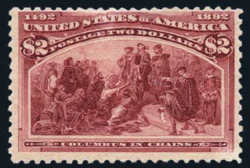 Costs of US Stamp Scott #242: 1893 US$2.00 Columbian Exposition. Harmer-Schau Auction Galleries, Aug 2014, Sale 102, Lot 1854