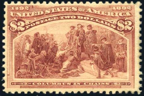 US Stamps Value Scott # 242 - US$2.00 1893 Columbian Exposition. Harmer-Schau Auction Galleries, Apr 2009, Sale 81, Lot 574