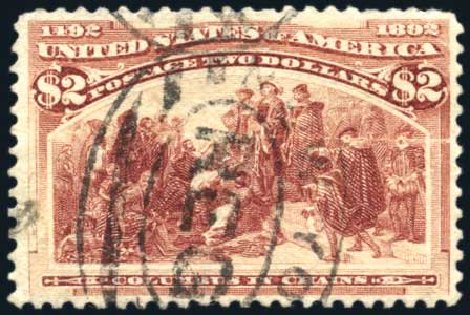 US Stamps Values Scott Cat. # 242 - 1893 US$2.00 Columbian Exposition. Harmer-Schau Auction Galleries, Feb 2010, Sale 84, Lot 1454